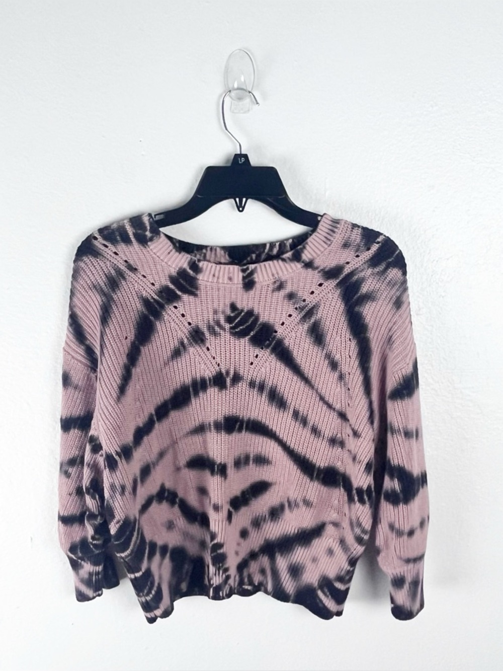 YFB Tie Dye Long Puff Sleeves Cropped Ribbed Knit Sweater Large Boho Casual